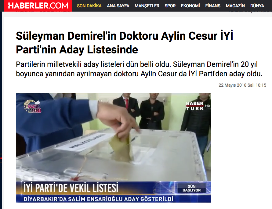 Süleyman Demirel'in Doktoru Aylin Cesur İYİ Parti'nin Aday Listesinde